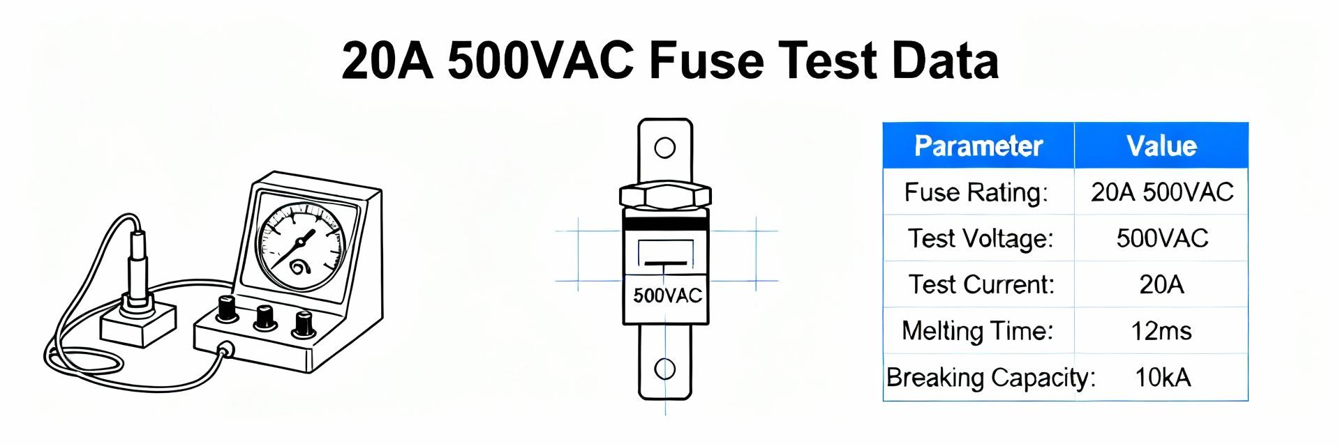 0504020. Отчет о работе предохранителя MXEP: Тестовые данные 20A 500VAC